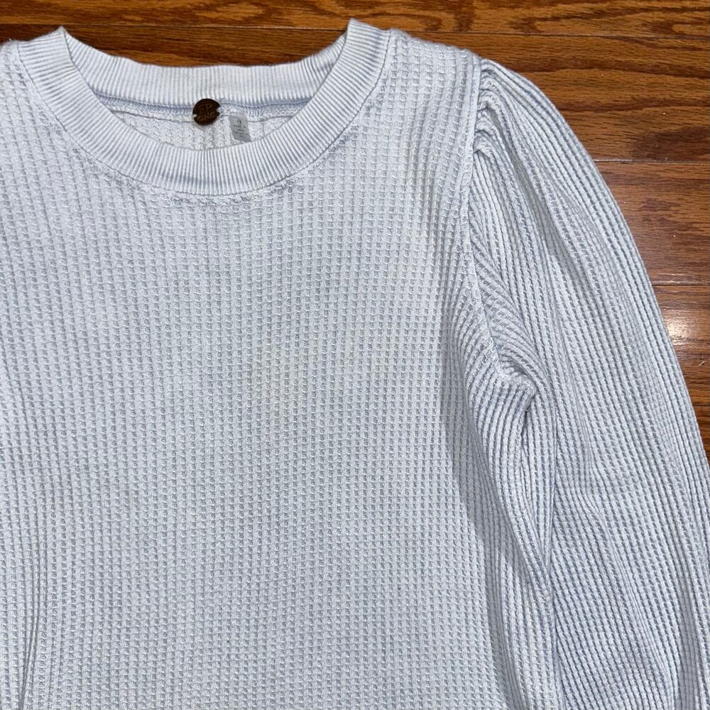 SOLD 💕Free People FP One Blue Moon Wesley Thermal Blouson Sleeve Top Size L - Picture 8 of 15